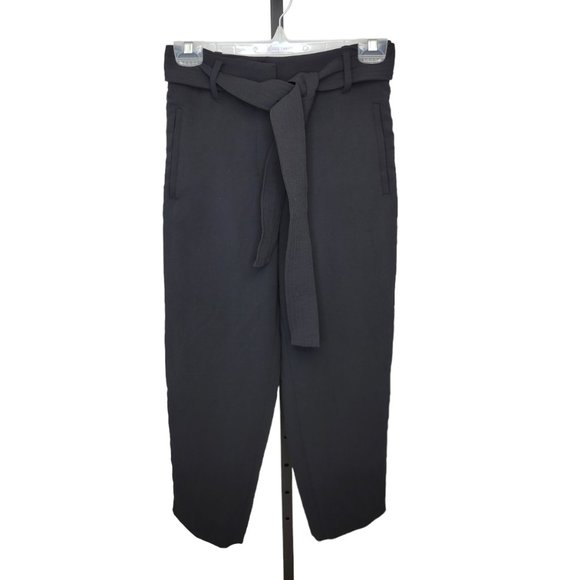 Aritzia Wilfred Tie Front Pants Black With White Stripe - Picture 1 of 5